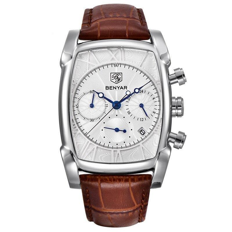Relógio Masculino Pulseira de Couro Quartzo Ateneo – cor Prata