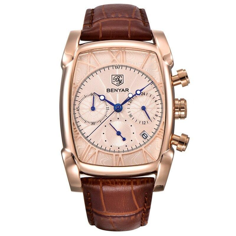Relógio Masculino Pulseira de Couro Quartzo Ateneo – cor Dourado