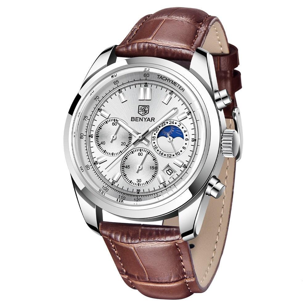 Relógio Masculino Cronógrafo Pulseira de Couro Quartzo Trionfo - vista 4
