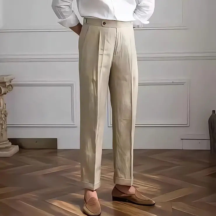 Calça Social Masculina 100% Linho Corte Clássico Milão