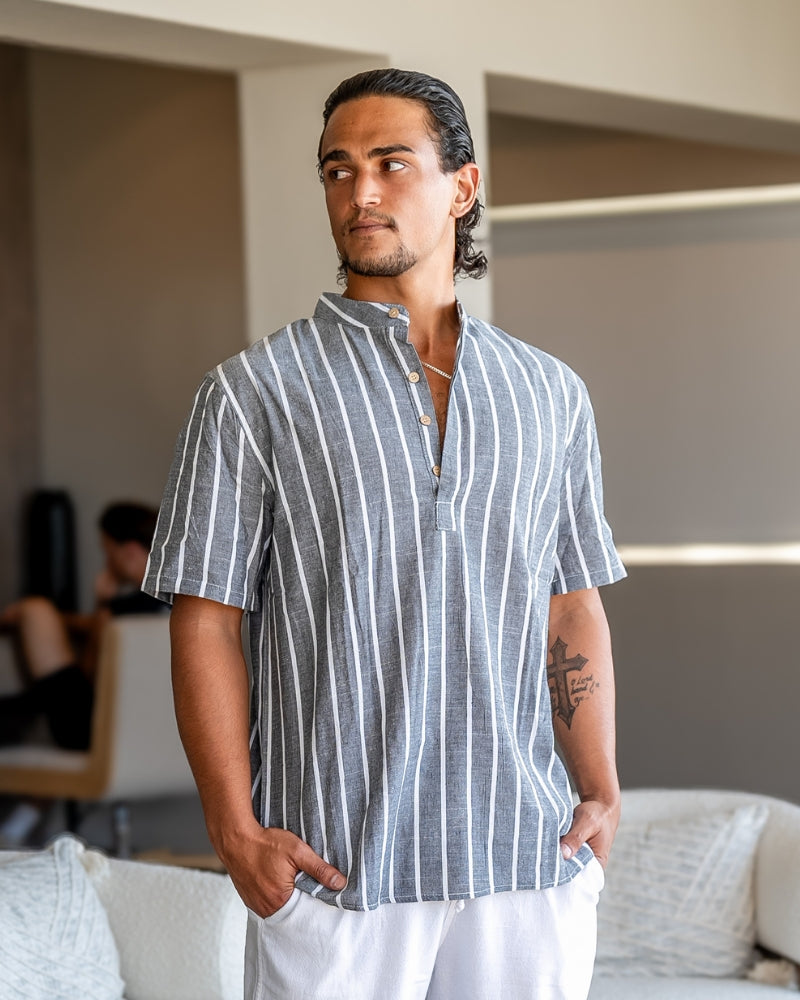 Camisa Polo Masculina em Algodão Gola Náutica Bari - vista 9