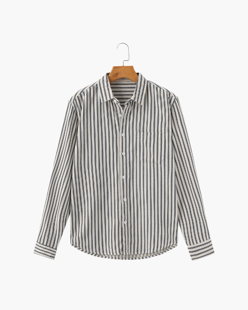 Camisa Masculina Listrada Manga Longa Alfaiataria Lecce - vista 10