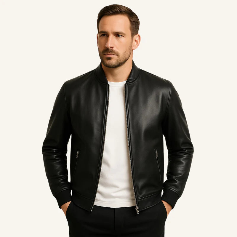 Jaqueta Masculina de Couro Sintético Bomber Milano