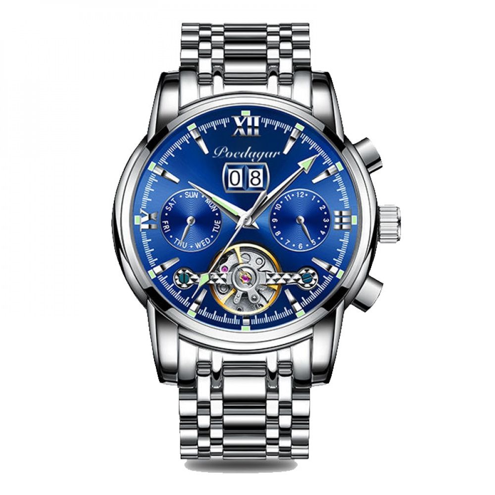Relógio Masculino Esqueleto Aço Inoxidável Automático Sforza - vista 5
