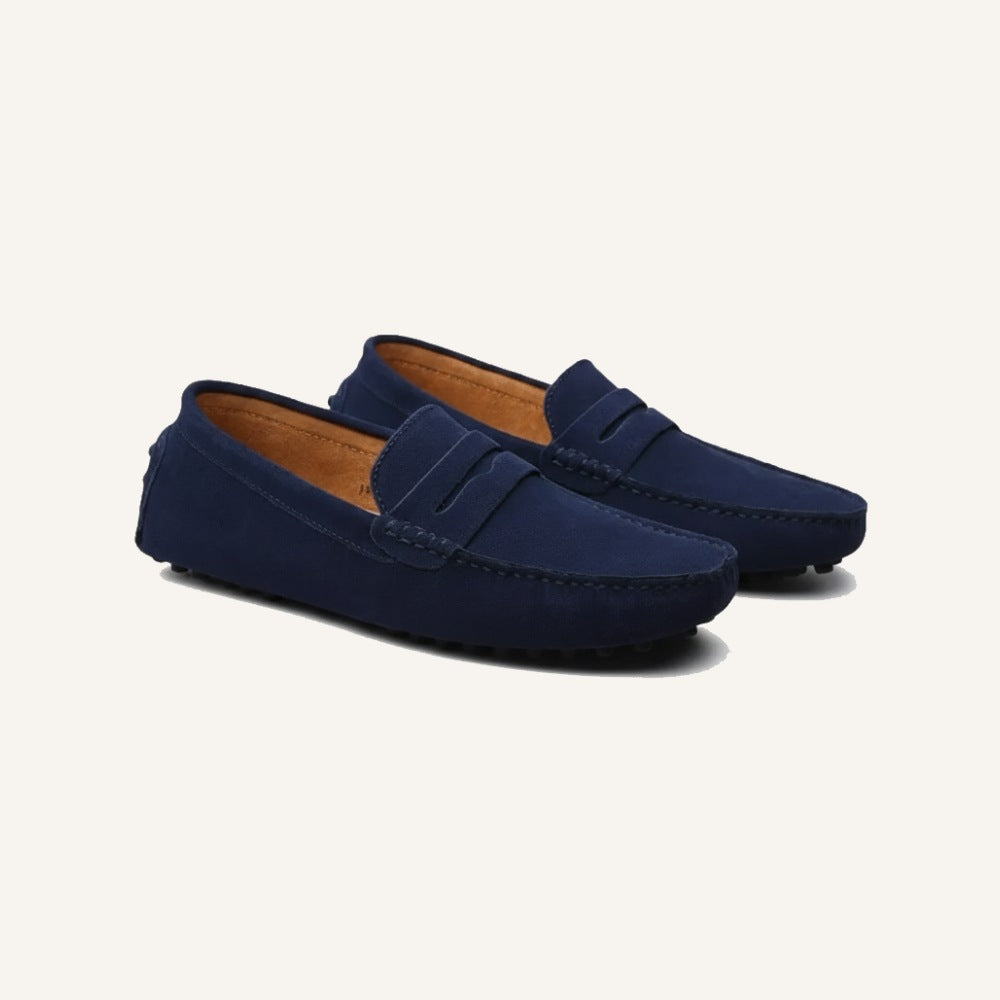 Mocassim Loafer Driver de Camurça Cortez Masculino Casual Elegante