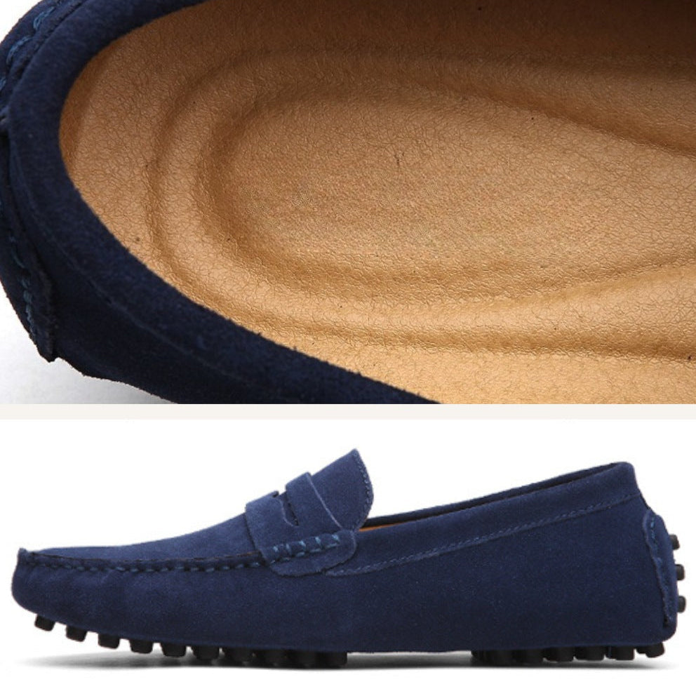 Mocassim Loafer Driver de Camurça Cortez Masculino Casual Elegante