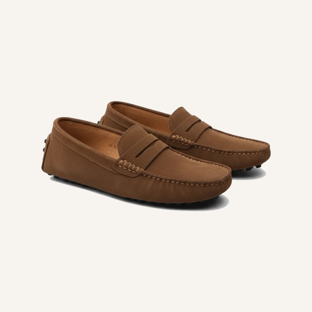 Mocassim Loafer Driver de Camurça Cortez Masculino Casual Elegante