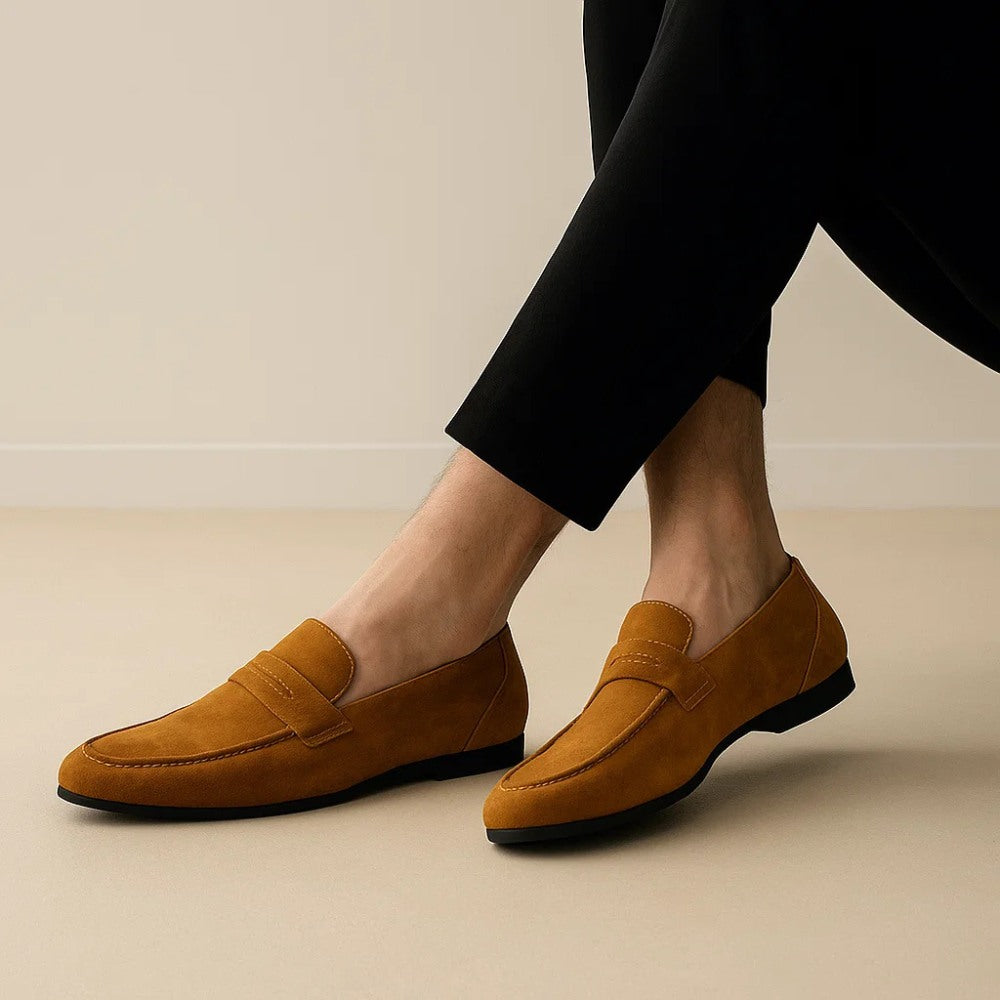 Loafer Masculino Piazzi Camurça Conforto Estilo Old Money