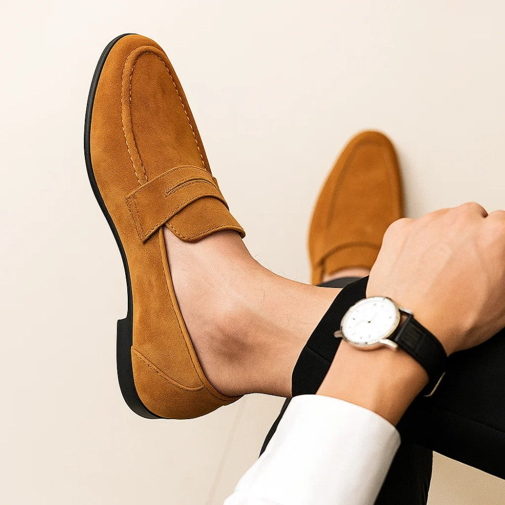 Loafer Masculino Piazzi Camurça Conforto Estilo Old Money