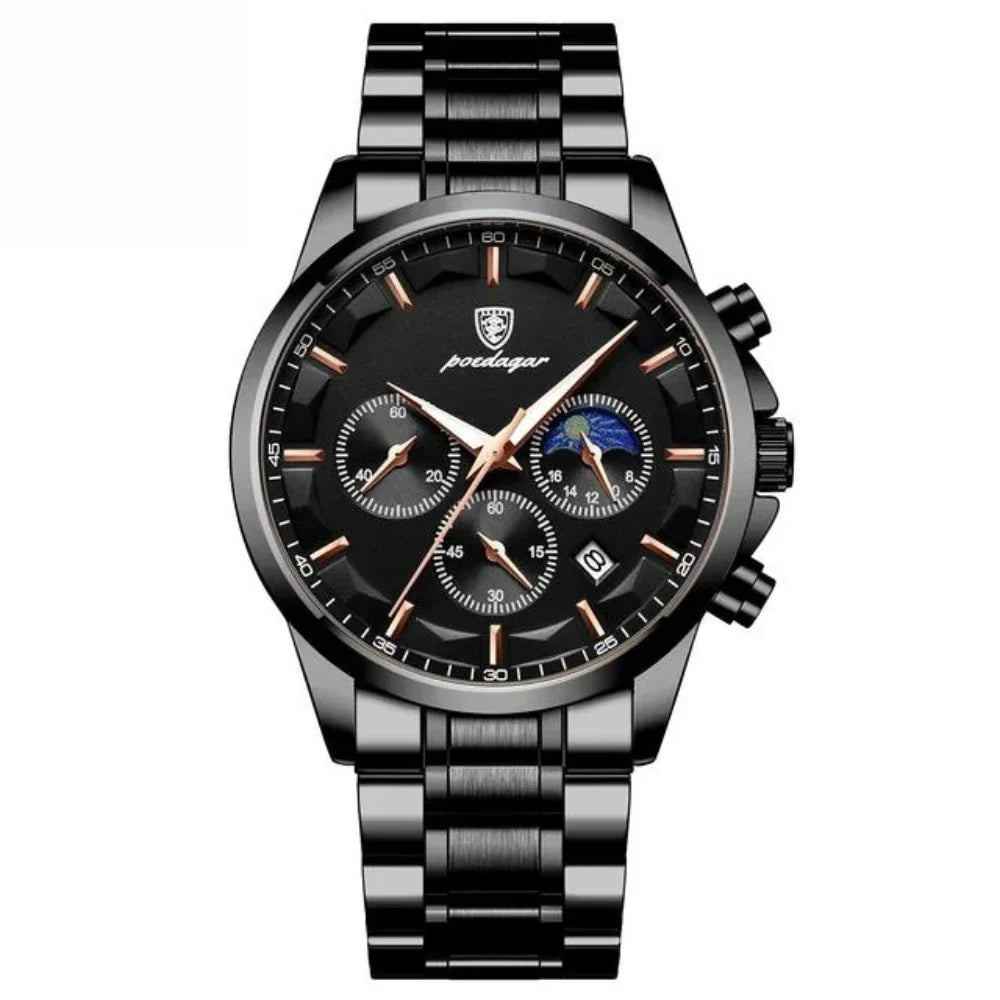 Relógio Masculino Aço Inoxidável Quartzo Amalfi – cor Preto Total