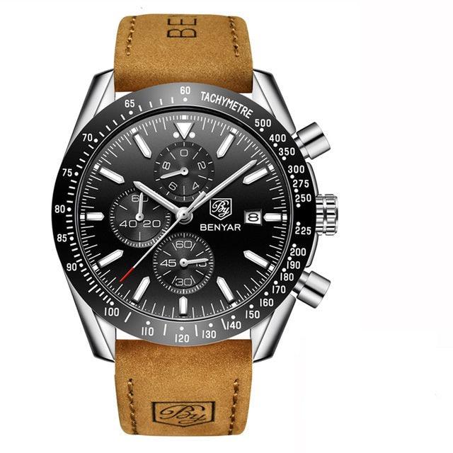 Relógio Masculino Cronógrafo Pulseira de Couro Quartzo Millennio - vista 5