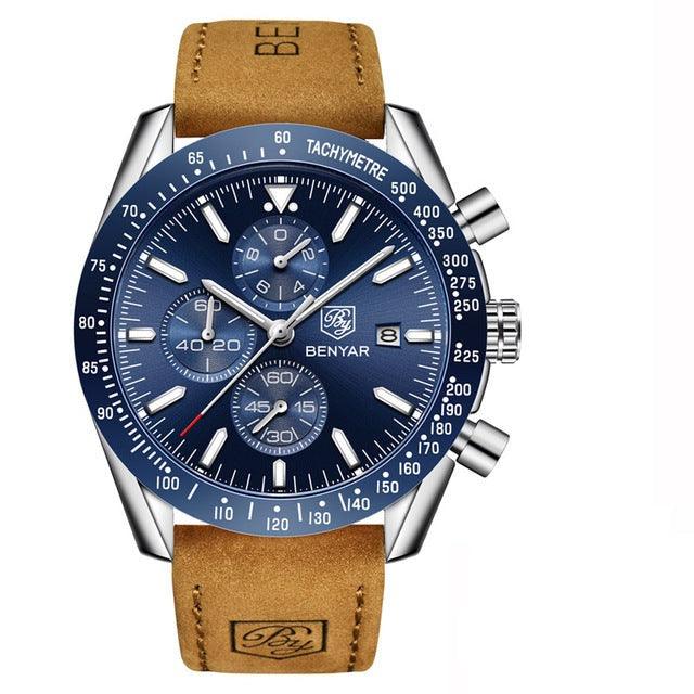 Relógio Masculino Cronógrafo Pulseira de Couro Quartzo Millennio - vista 6