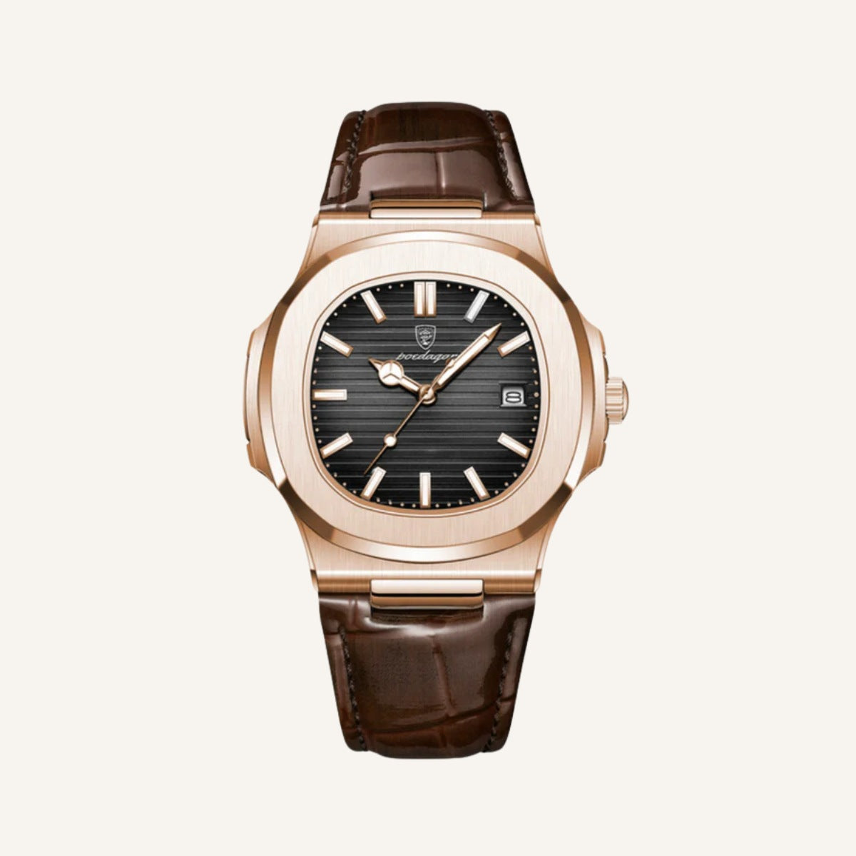 Relógio Masculino Couro Marrom Tibaldi Premium Elegante Old Money