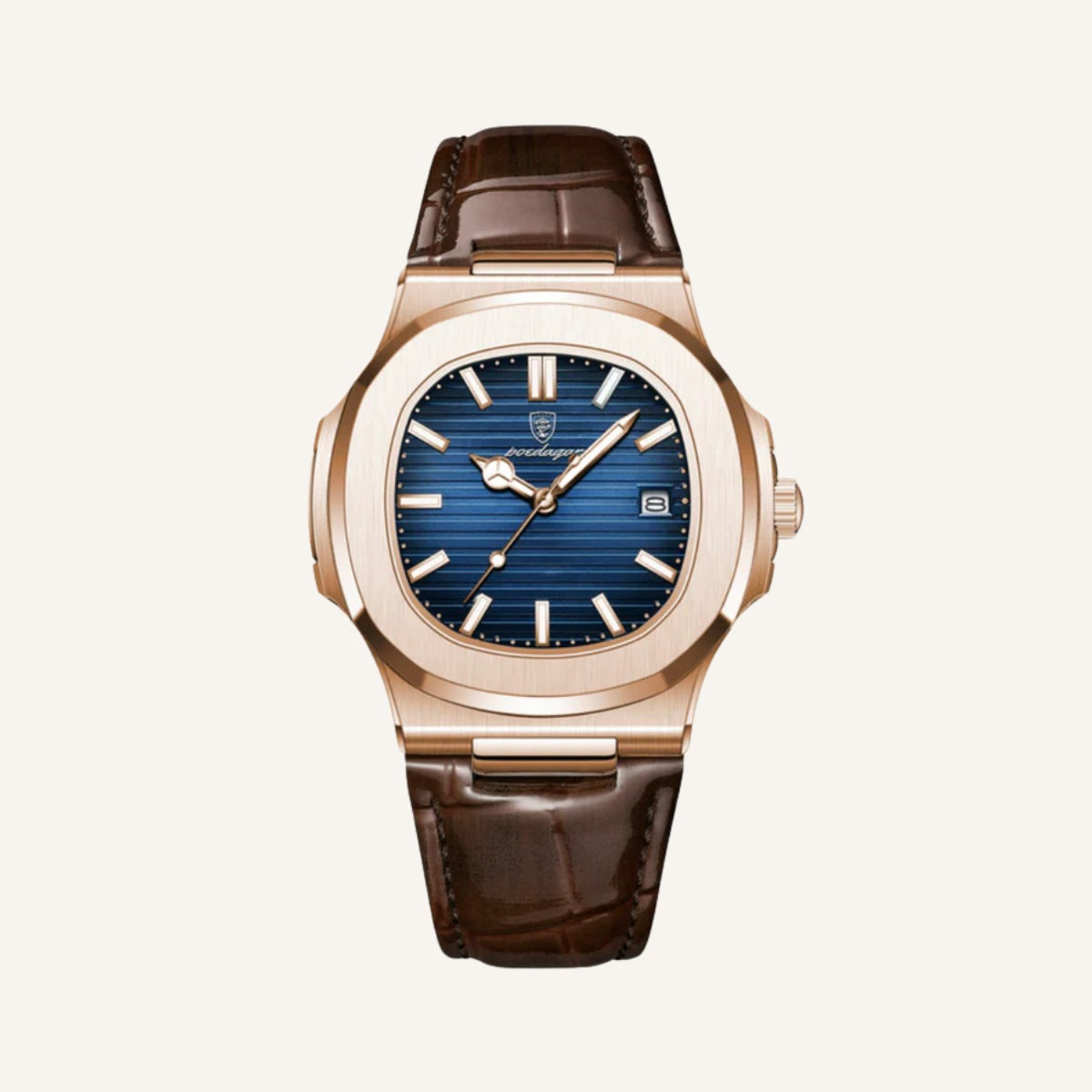 Relógio Masculino Couro Marrom Tibaldi Premium Elegante Old Money