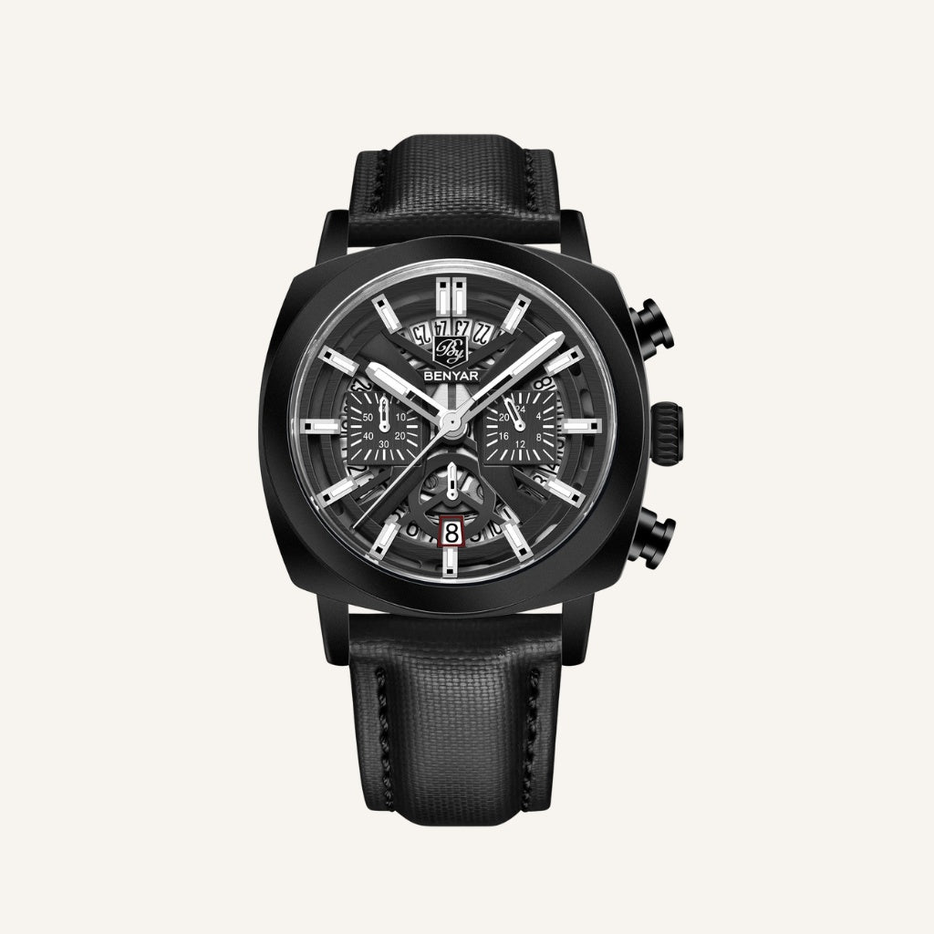Relógio de Couro Masculino Luxo Cassani Luxe Pulseira Premium