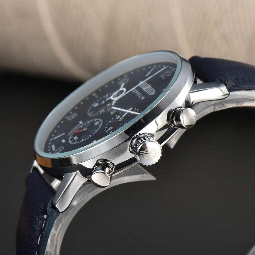 Relógio Masculino Zeppelin Azul 100 Anos Cronógrafo Quartzo Aço Inox