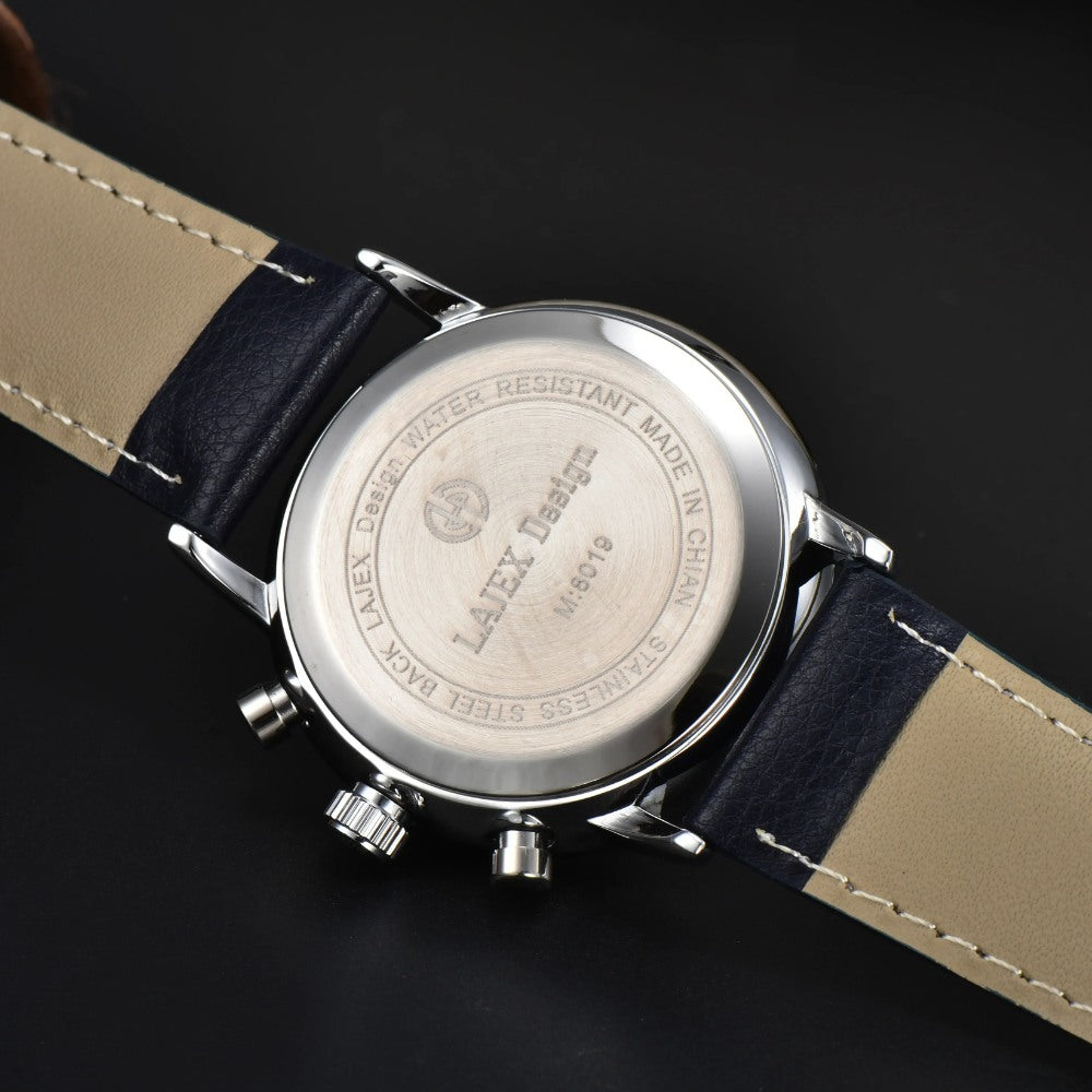 Relógio Masculino Zeppelin Azul 100 Anos Cronógrafo Quartzo Aço Inox