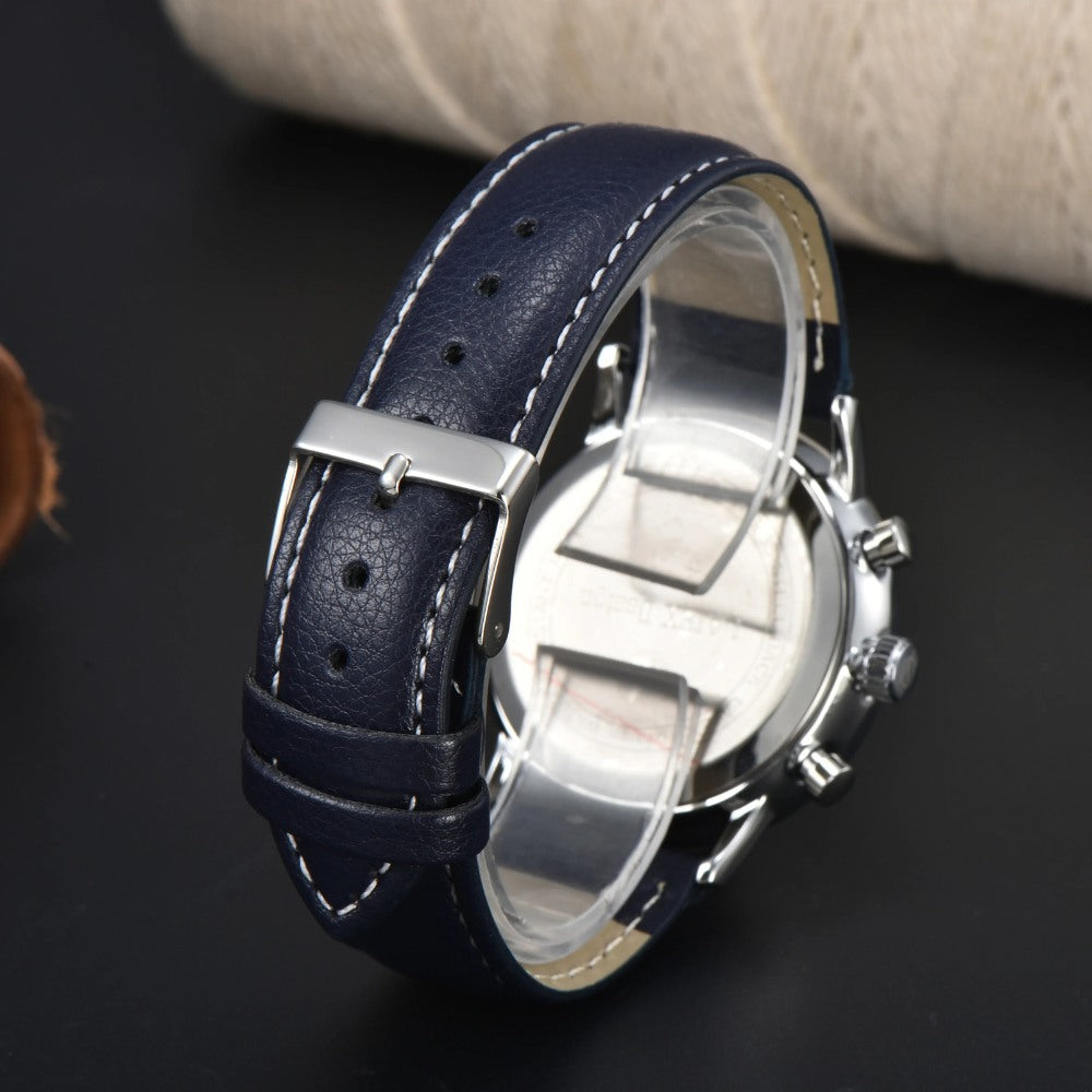 Relógio Masculino Zeppelin Azul 100 Anos Cronógrafo Quartzo Aço Inox