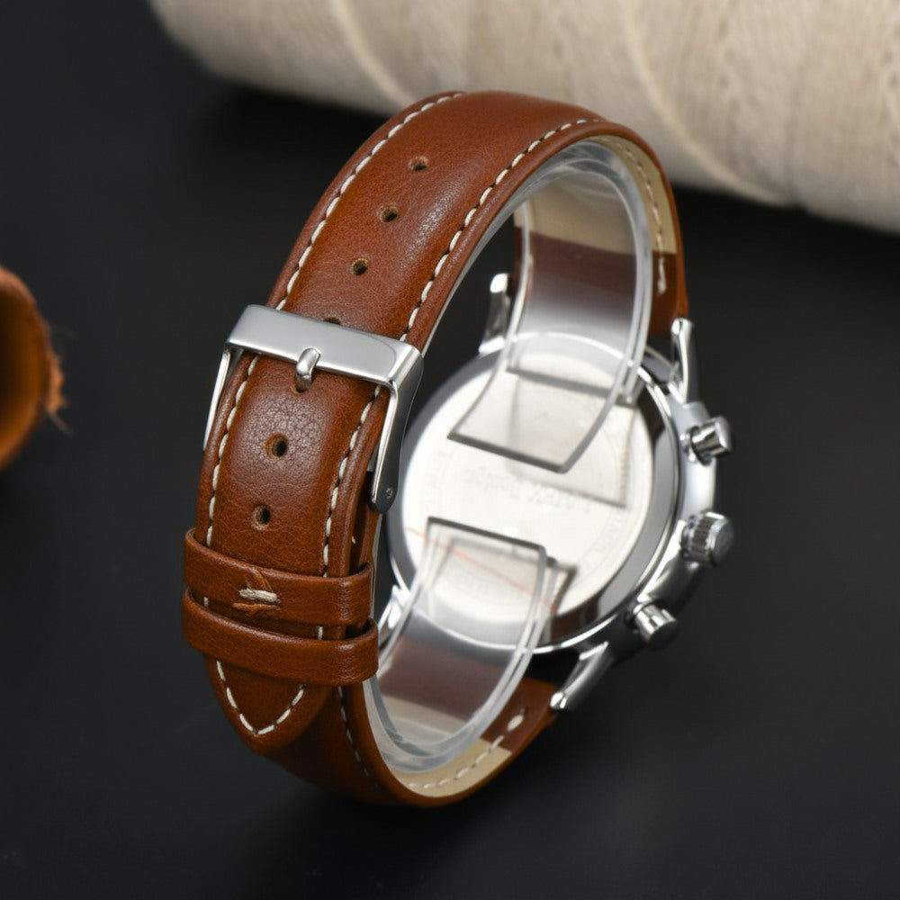 Relógio Masculino Zeppelin Verde Cronógrafo 41mm Couro e Aço