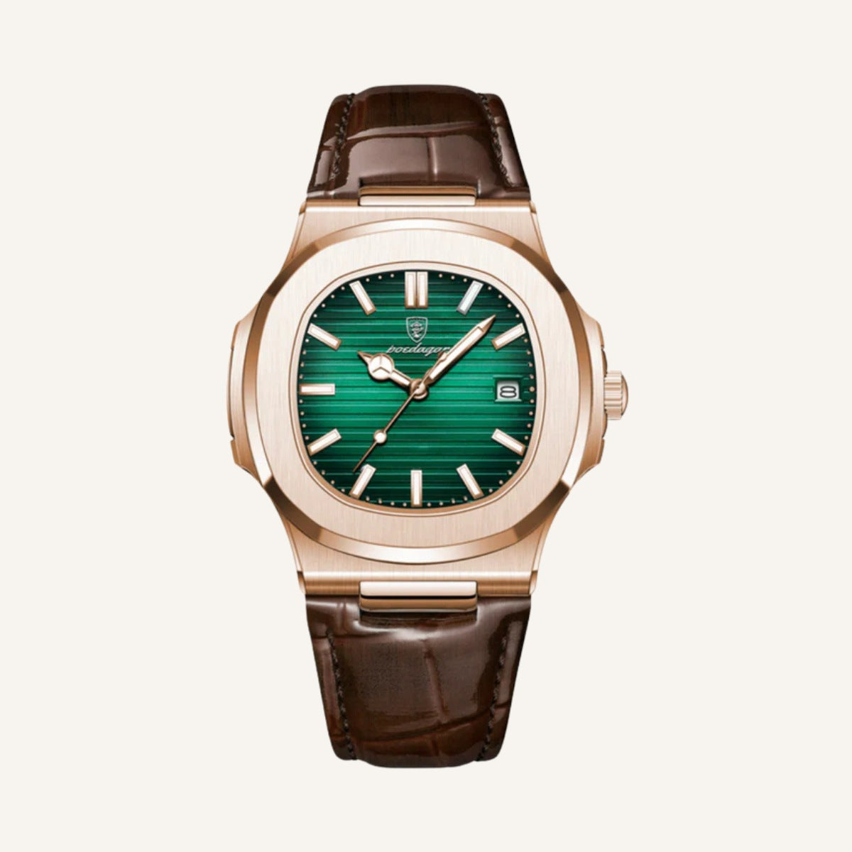 Relógio Masculino Couro Marrom Tibaldi Premium Elegante Old Money