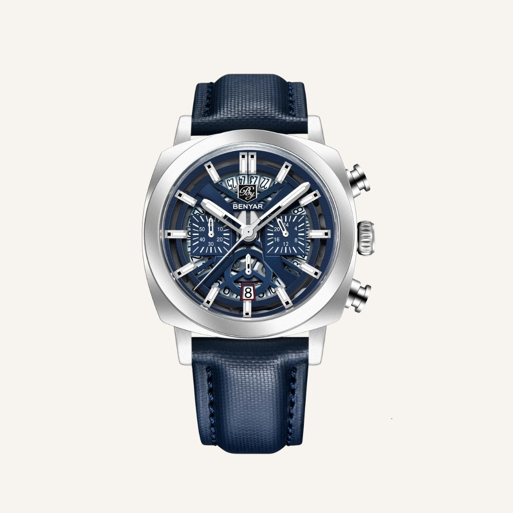 Relógio de Couro Masculino Luxo Cassani Luxe Pulseira Premium