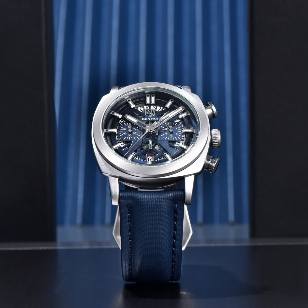 Relógio de Couro Masculino Luxo Cassani Luxe Pulseira Premium