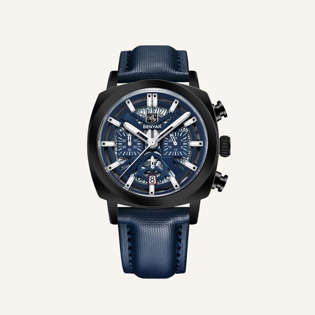 Relógio de Couro Masculino Luxo Cassani Luxe Pulseira Premium