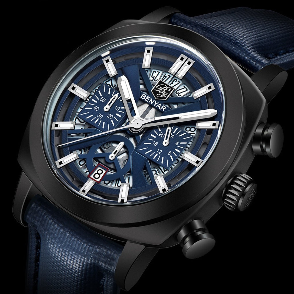 Relógio de Couro Masculino Luxo Cassani Luxe Pulseira Premium