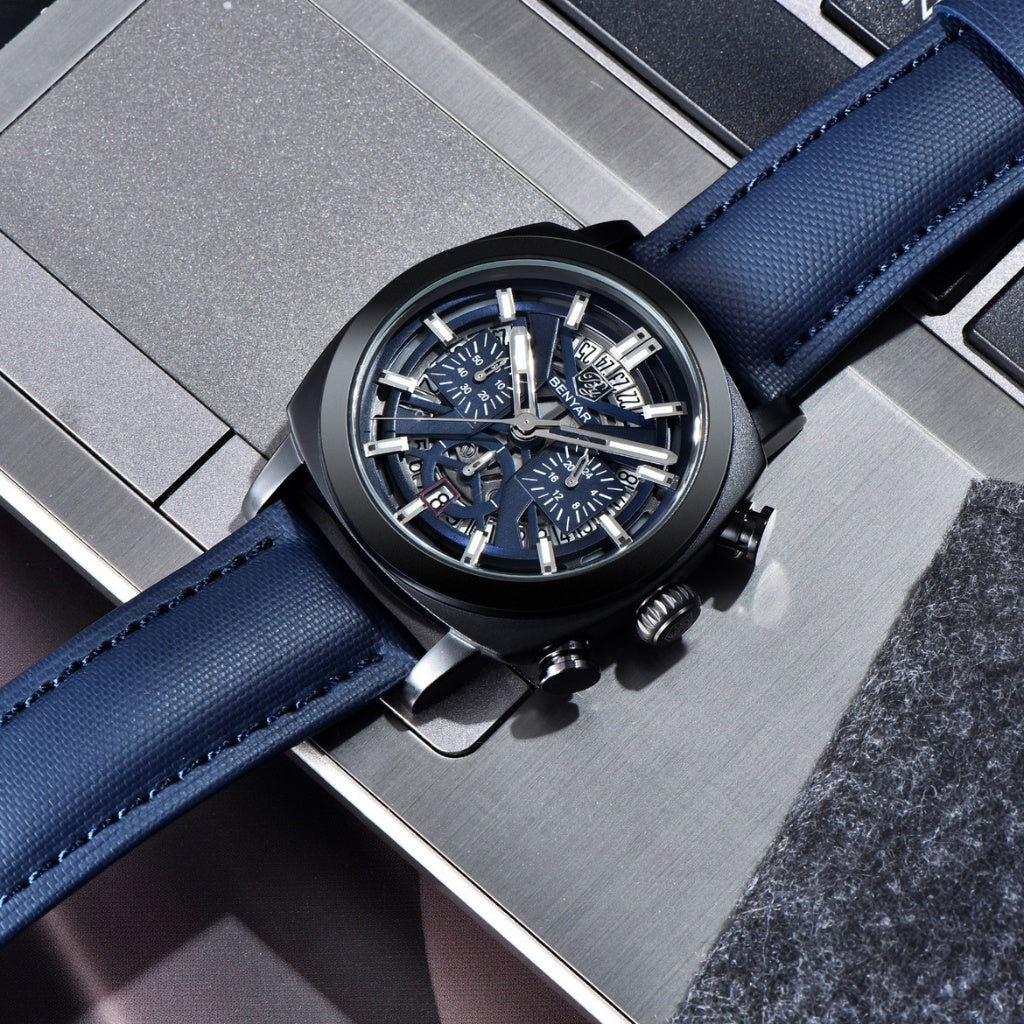 Relógio de Couro Masculino Luxo Cassani Luxe Pulseira Premium