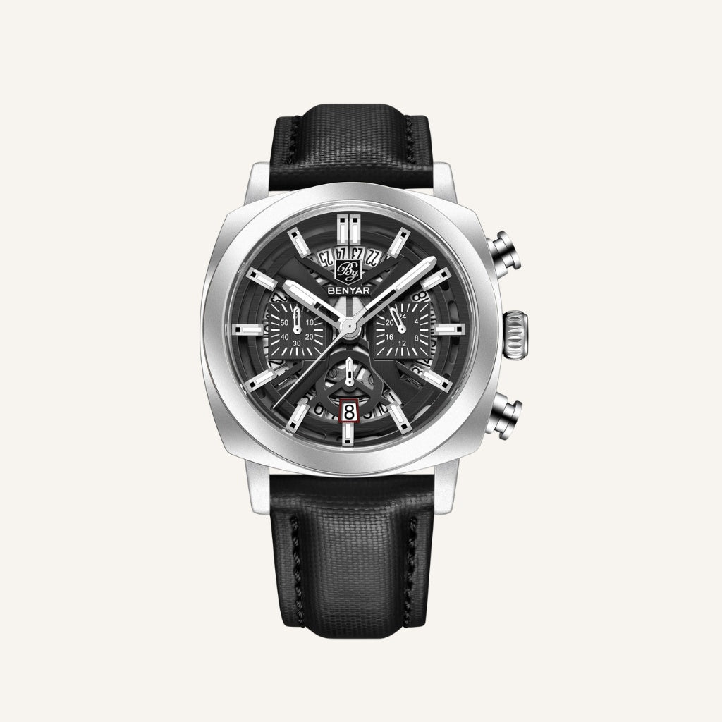 Relógio de Couro Masculino Luxo Cassani Luxe Pulseira Premium
