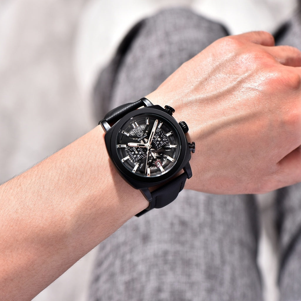 Relógio de Couro Masculino Luxo Cassani Luxe Pulseira Premium