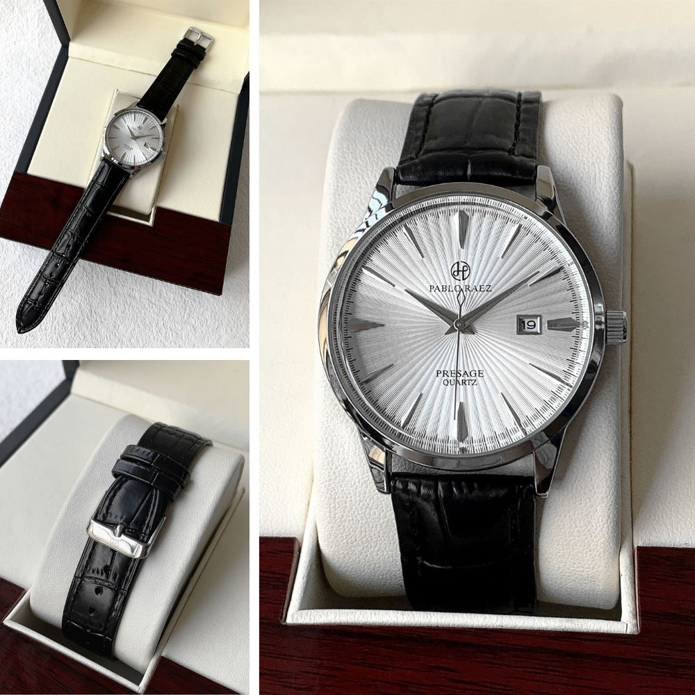 Relógio Masculino de Couro Legítimo Belluno Quartz Clássico