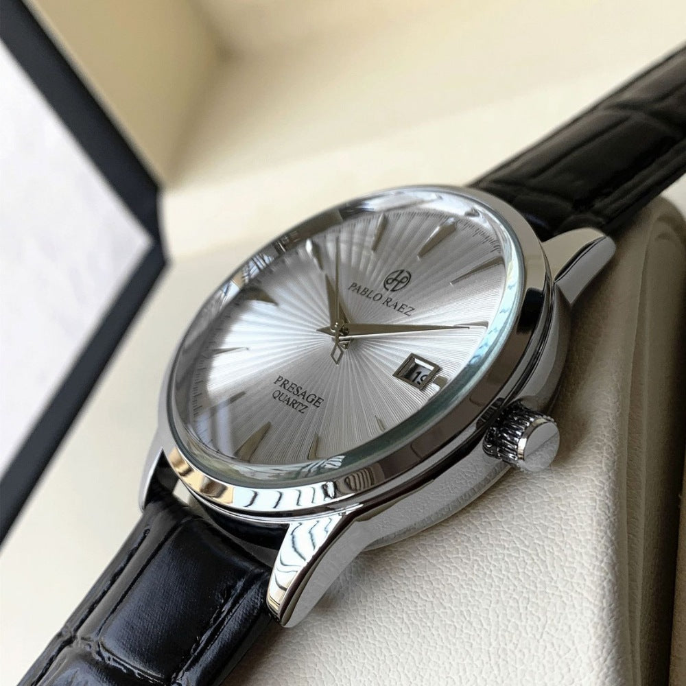 Relógio Masculino de Couro Legítimo Belluno Quartz Clássico