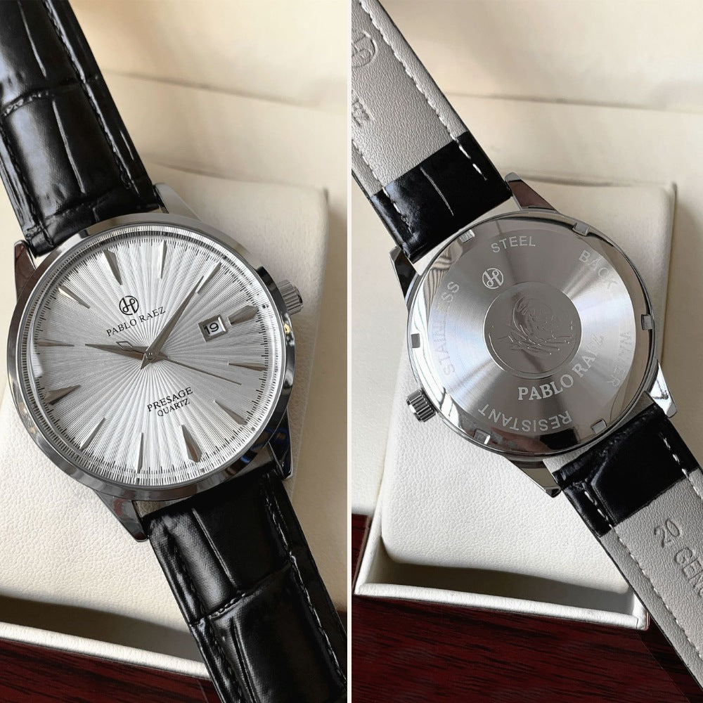 Relógio Masculino de Couro Legítimo Belluno Quartz Clássico
