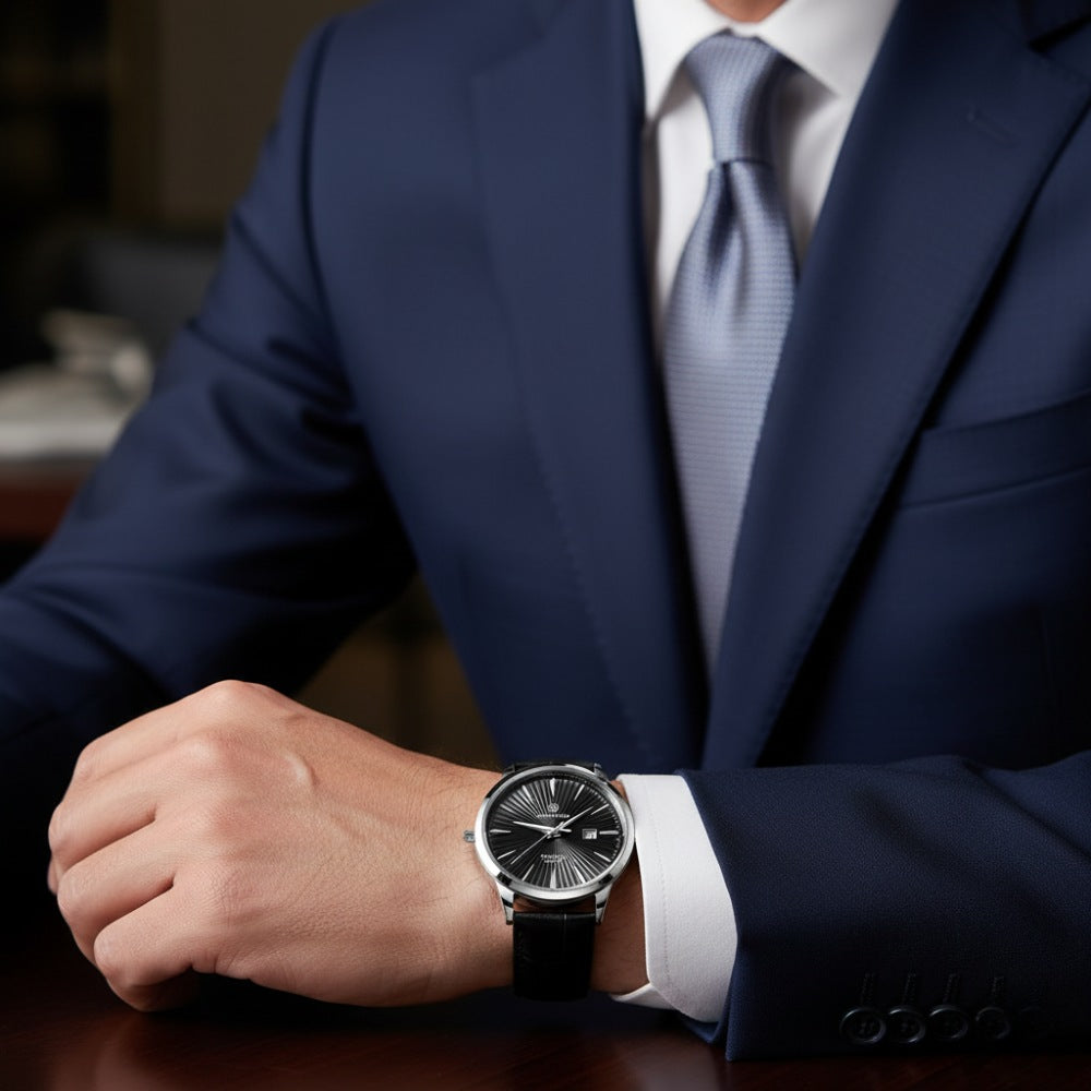 Relógio Masculino de Couro Legítimo Belluno Quartz Clássico