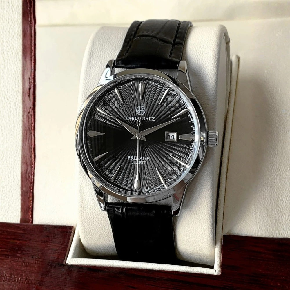 Relógio Masculino de Couro Legítimo Belluno Quartz Clássico