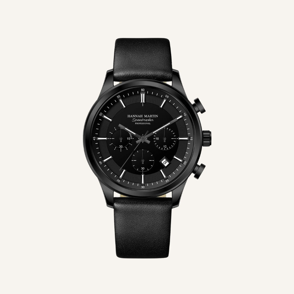 Relógio de Couro Masculino Preto Luxemiro Aço Inox 30m Premium