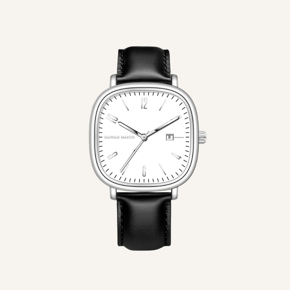 Relógio de Couro Masculino Quadrado Vintage Elegante Analógico