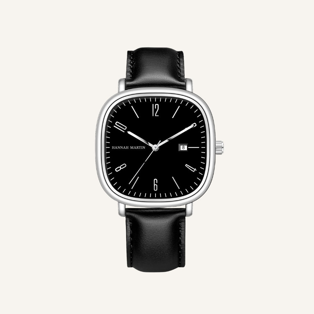 Relógio de Couro Masculino Quadrado Vintage Elegante Analógico