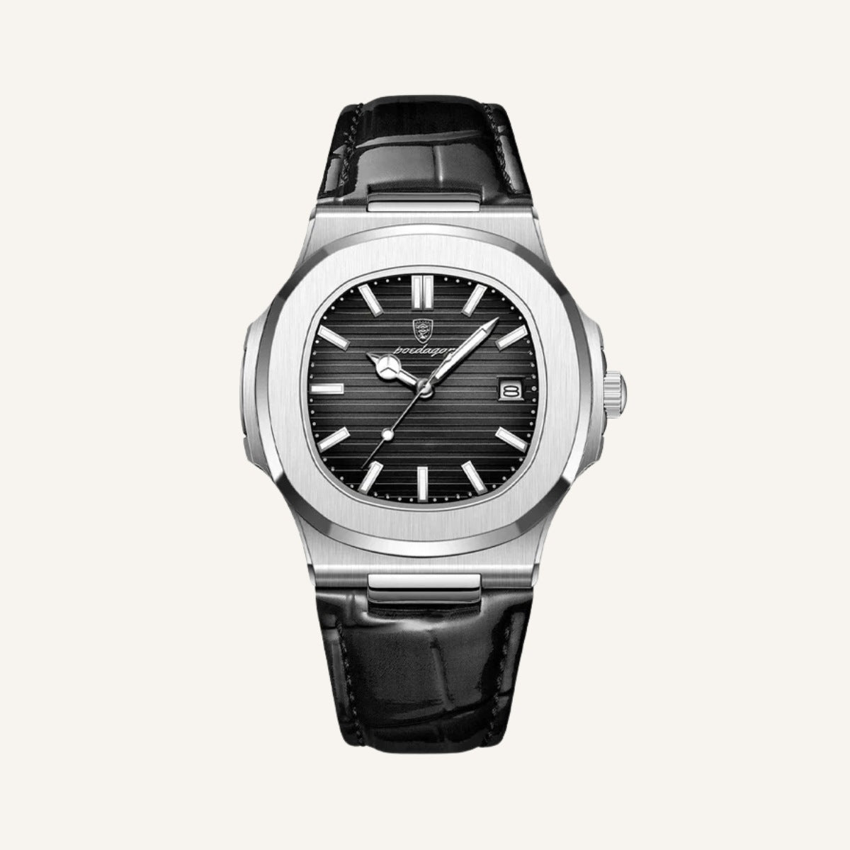 Relógio de Couro Preto Masculino Luxe Old Money Elegante