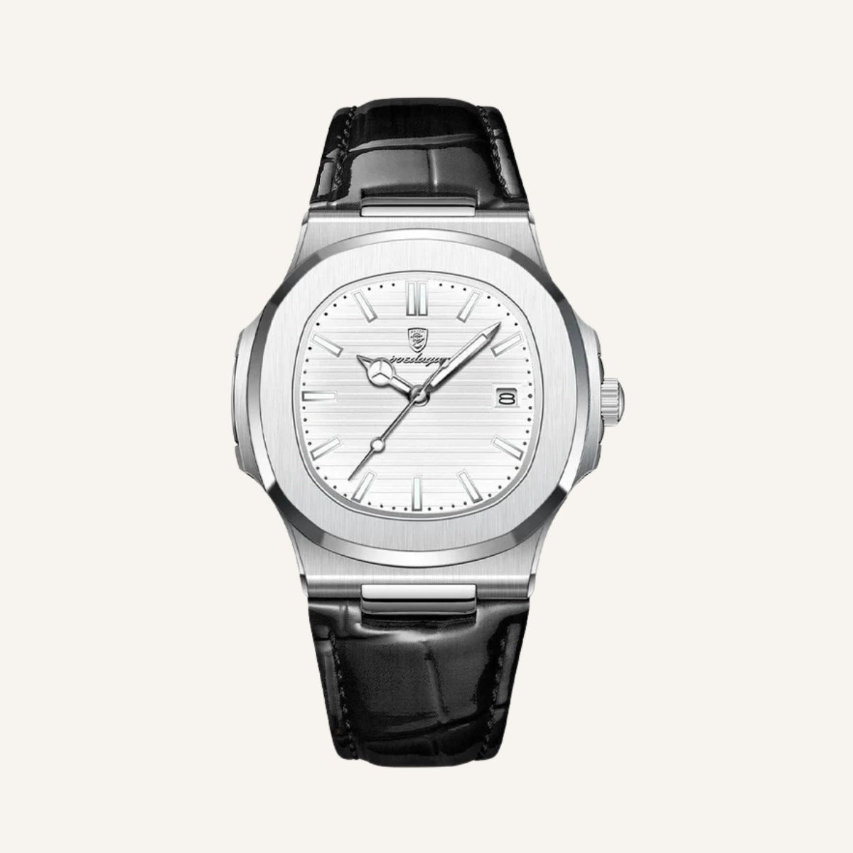 Relógio de Couro Preto Masculino Luxe Old Money Elegante