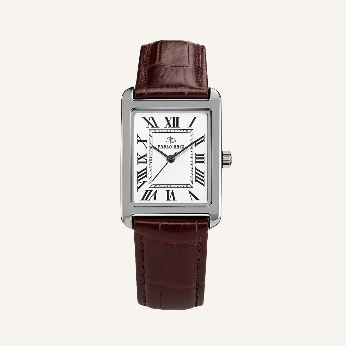 Relógio de Couro Masculino Retangular Elegante Quartzo Old Money
