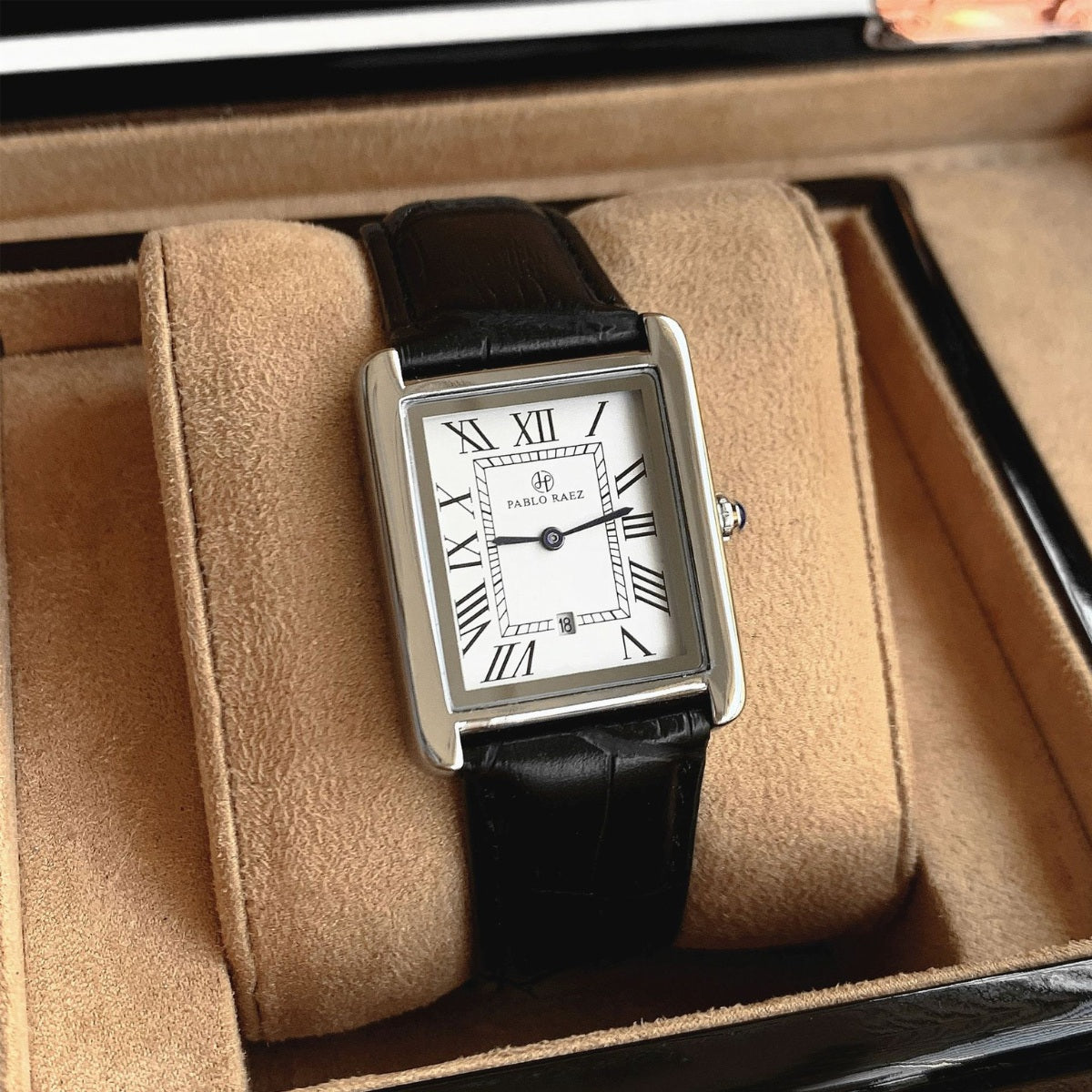 Relógio de Couro Masculino Retangular Elegante Quartzo Old Money