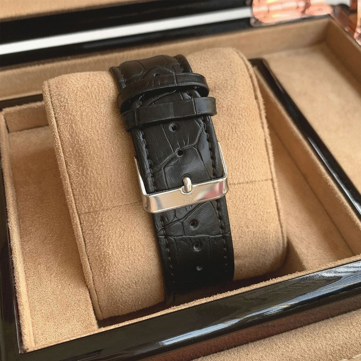 Relógio de Couro Masculino Retangular Elegante Quartzo Old Money