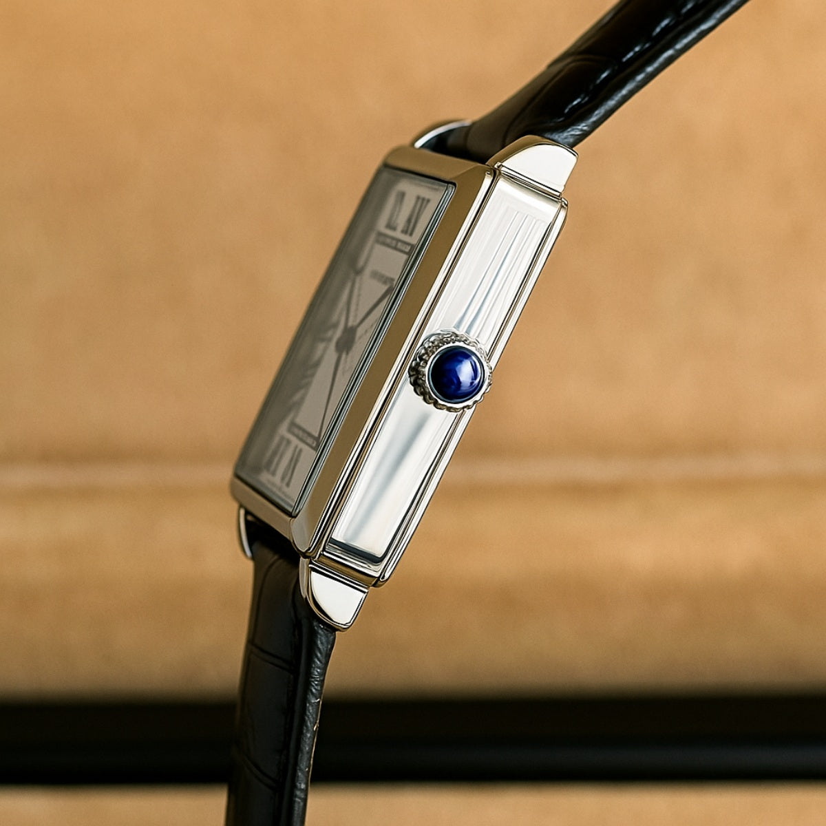 Relógio de Couro Masculino Retangular Elegante Quartzo Old Money