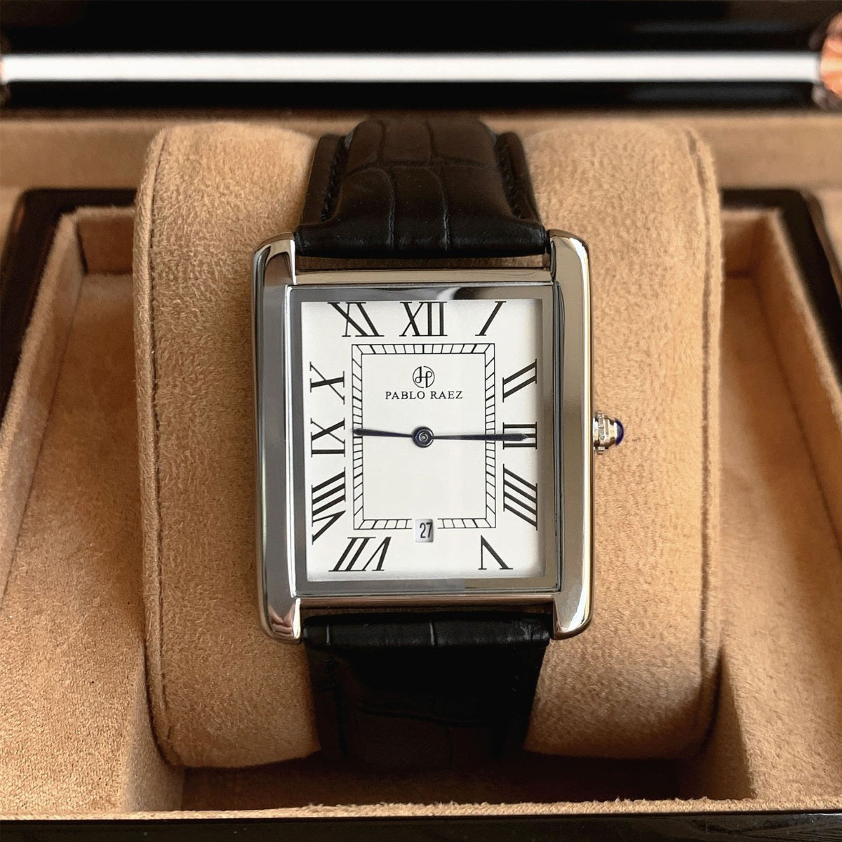 Relógio de Couro Masculino Retangular Elegante Quartzo Old Money