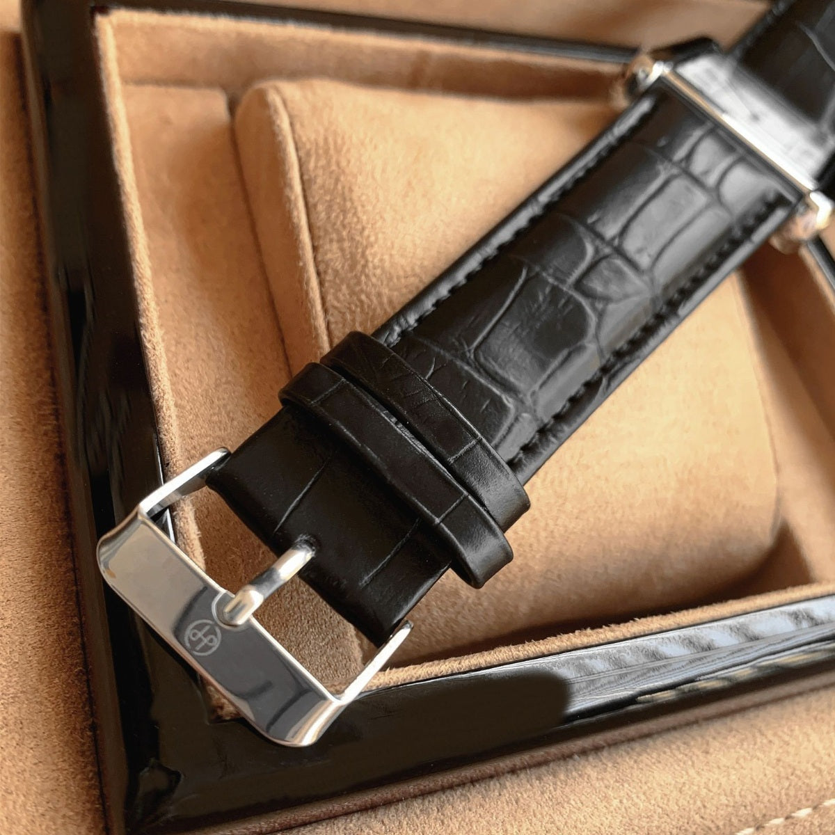 Relógio de Couro Masculino Retangular Elegante Quartzo Old Money