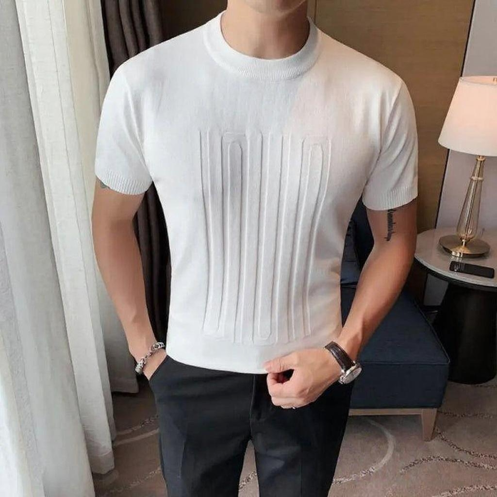 Camiseta Masculina Tricô Artesanal Slim Fit Lugano