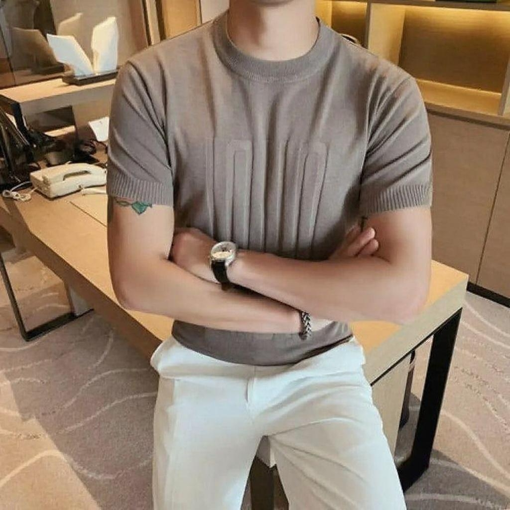 Camiseta Masculina Tricô Artesanal Slim Fit Lugano
