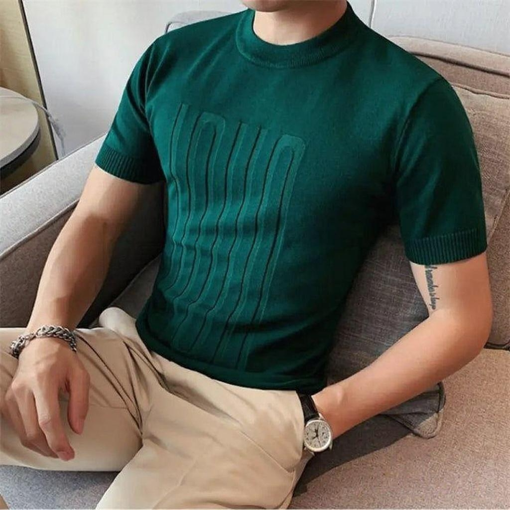 Camiseta Masculina Tricô Artesanal Slim Fit Lugano